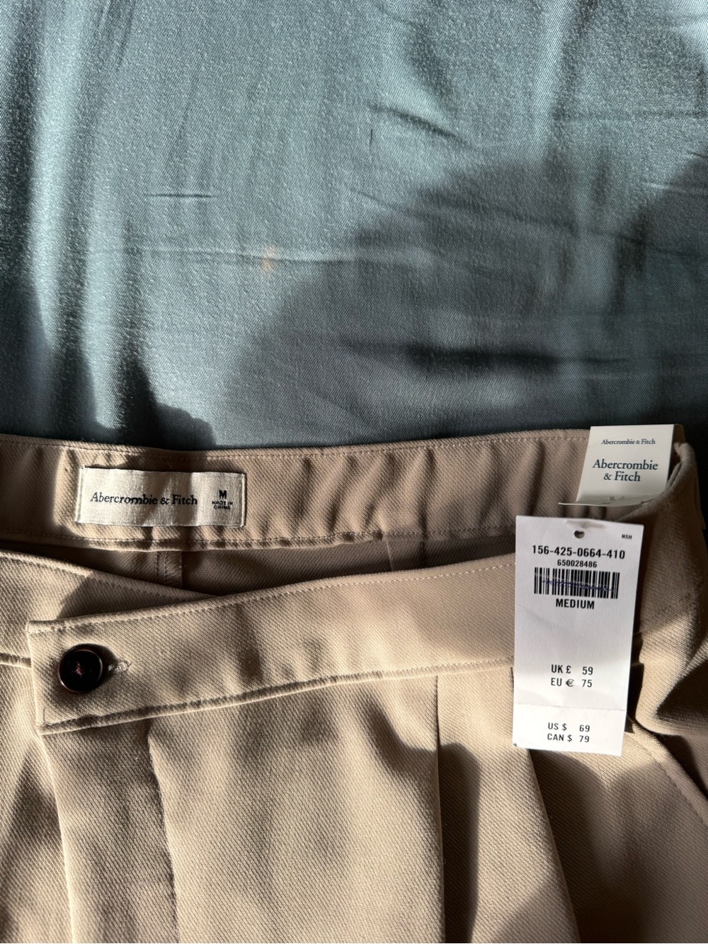 Abercrombie & Fitch Pleated High-Rise Wide-Leg Tailored Trouser - M
